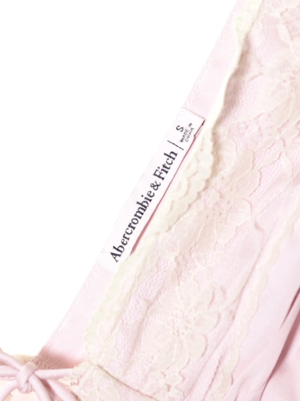 Abercrombie & Fitch Contrast Lace Pastel Pink Satin Slip Midi Dress Womens S Y2K - Picture 8 of 10